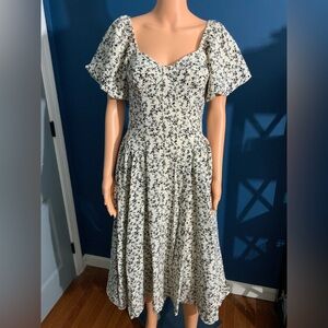 Lulu's Black and White Floral Midi Dress